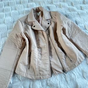 CATO Pink Blush Faux Leather Motorcycle Jacket Women Size M